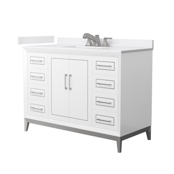 Wyndham Collection WCH515148SWHWCUS3MXX Marlena 48" Free Standing Single Basin Vanity Set