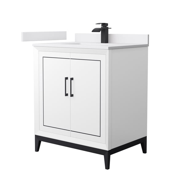 Wyndham Collection WCH515130SWBWCUNSMXX Marlena 30" Free Standing Single Basin Vanity Set