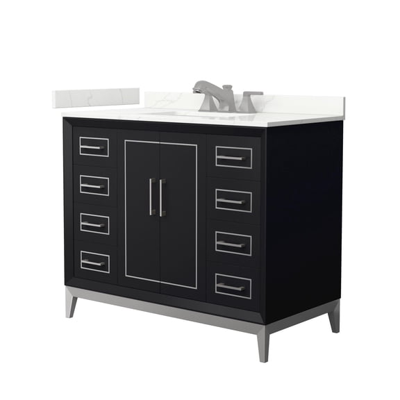 Wyndham Collection WCH515142SBKGTUS3MXX Marlena 42" Free Standing Single Basin Vanity Set
