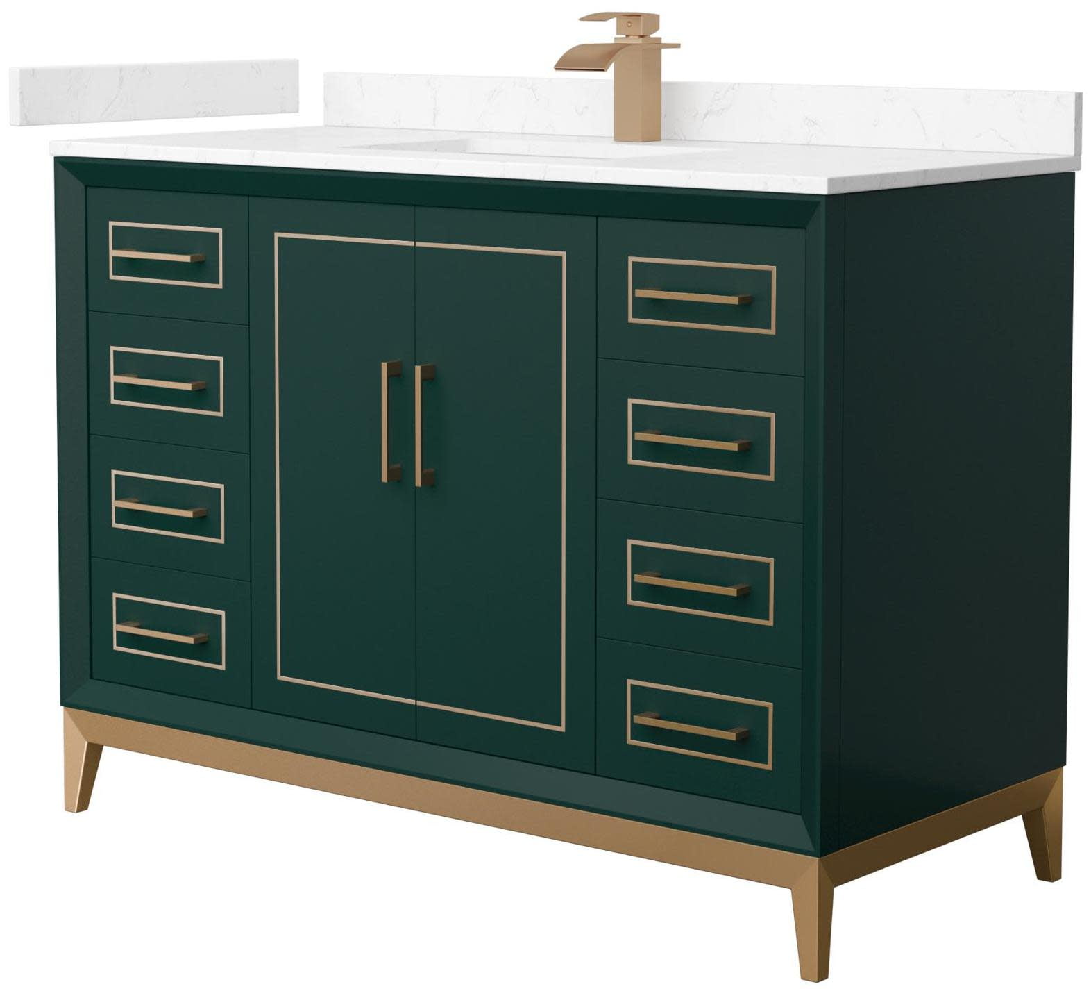 Marlena 48'' Green Single Freestanding Bathroom Vanity with Carrara Marble Top