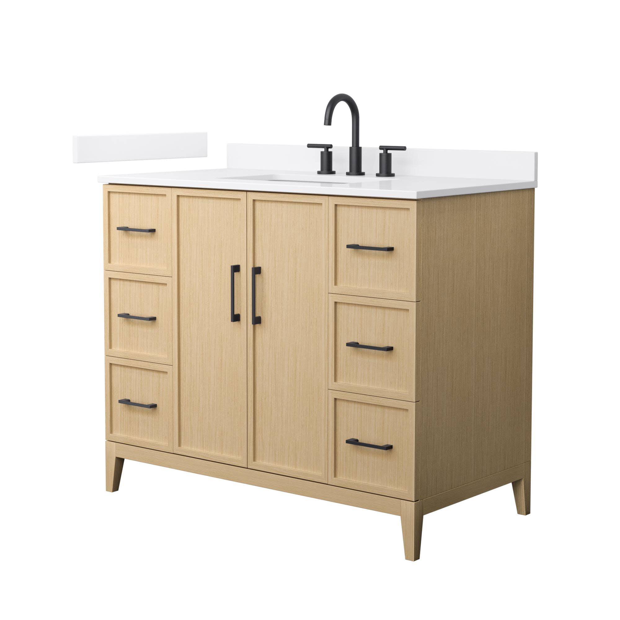 Elan 42'' White Oak Single Bathroom Vanity with Quartz Top