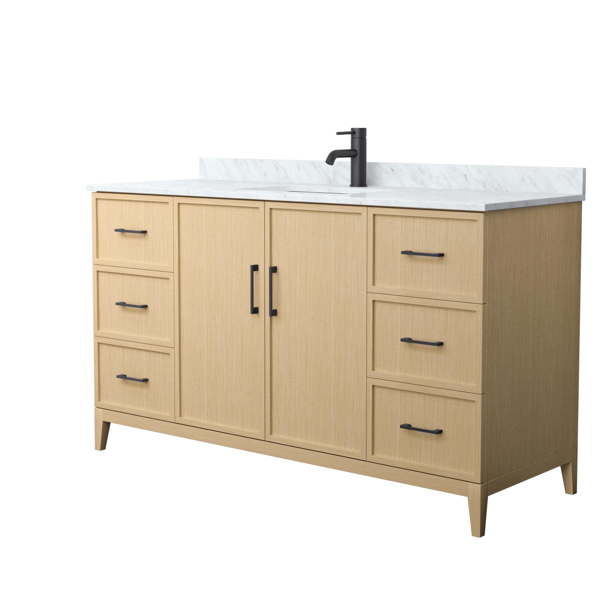 Elan 60'' Tan Oak Single Bathroom Vanity with Marble Top
