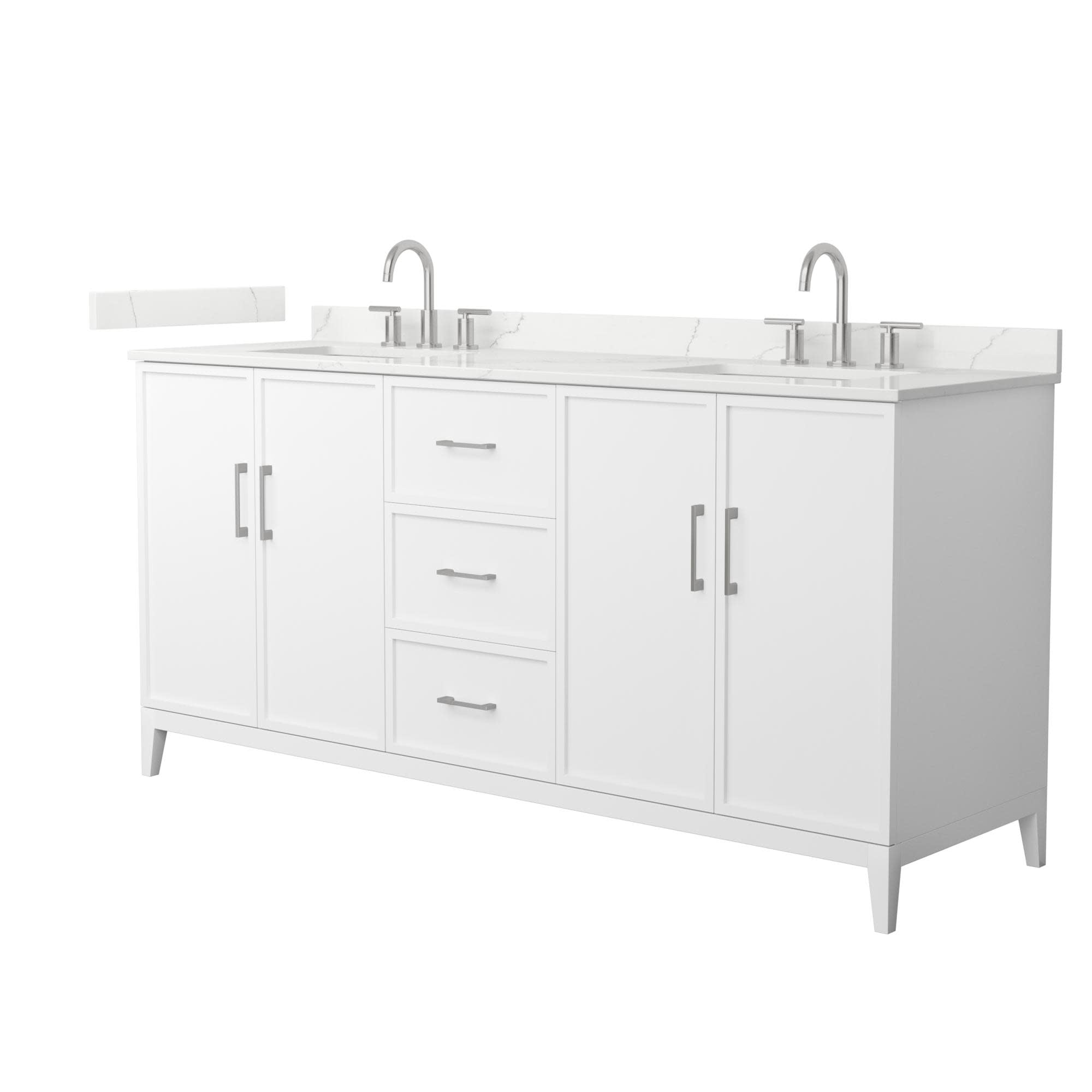 Elan 72" White Double Basin Vanity with Giotto Quartz Top