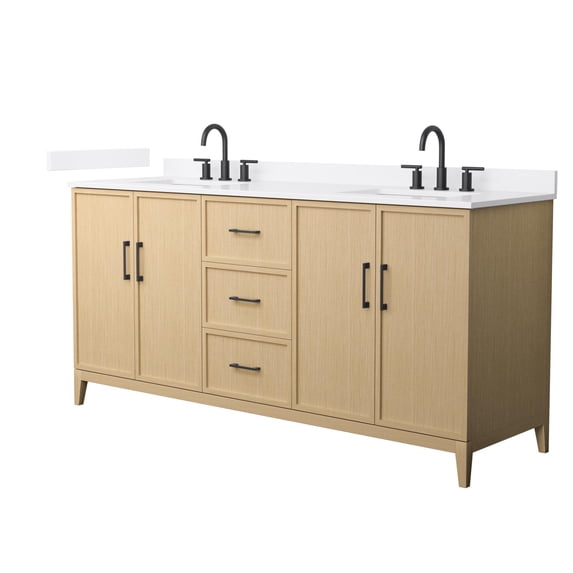 Wyndham Collection WCH717172DHBWQUS3MXX Elan 72" Free Standing Double Basin Vanity Set -
