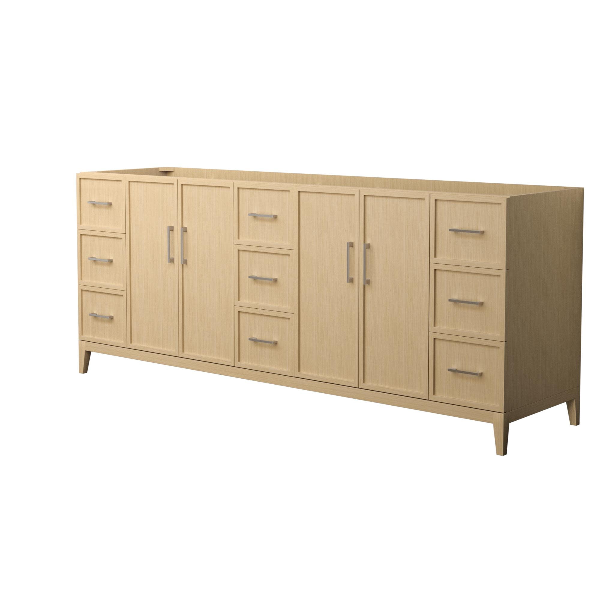Elan 84-Inch Double Freestanding Vanity in White Oak with Nickel Trim