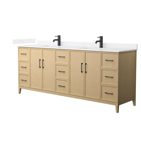 Wyndham Collection Wch717184d-Qtz-Unsmxx Elan 84" Free Standing Double Basin Vanity Set -