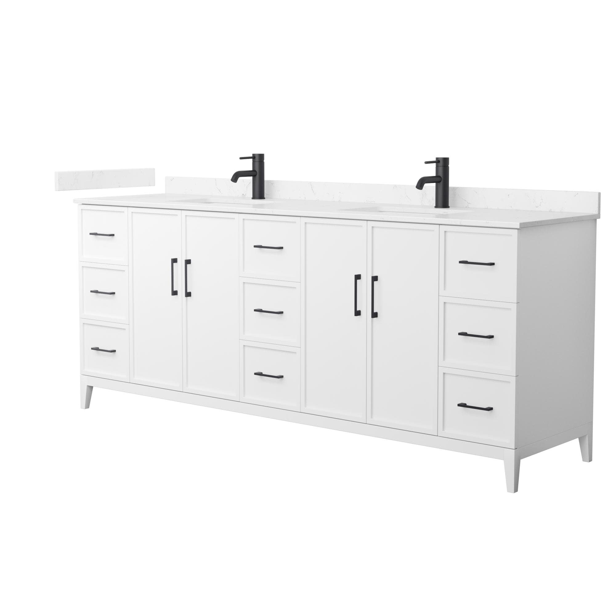 Elan 84'' White Double Bathroom Vanity with Cultured Marble Top