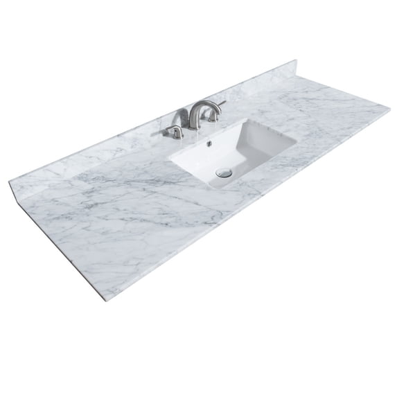 Wyndham Collection WCHVCA360STOPUNSCW 60" Marble Vanity Top - White