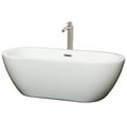 thumbnail image 1 of Wyndham Collection Soho 68 Inch Freestanding Bathtub in White with Floor Mounted Faucet, Drain and Overflow Trim in Brushed Nickel, 1 of 6