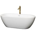 thumbnail image 1 of Soho 68 Inch Freestanding Bathtub in White with Shiny White Trim and Floor Mounted Faucet in Brushed Gold, 1 of 5