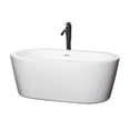 thumbnail image 1 of Mermaid 60 Inch Freestanding Bathtub in White with Shiny White Trim and Floor Mounted Faucet in Matte Black, 1 of 4