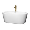 thumbnail image 1 of Mermaid 60 Inch Freestanding Bathtub in White with Polished Chrome Trim and Floor Mounted Faucet in Brushed Gold, 1 of 4