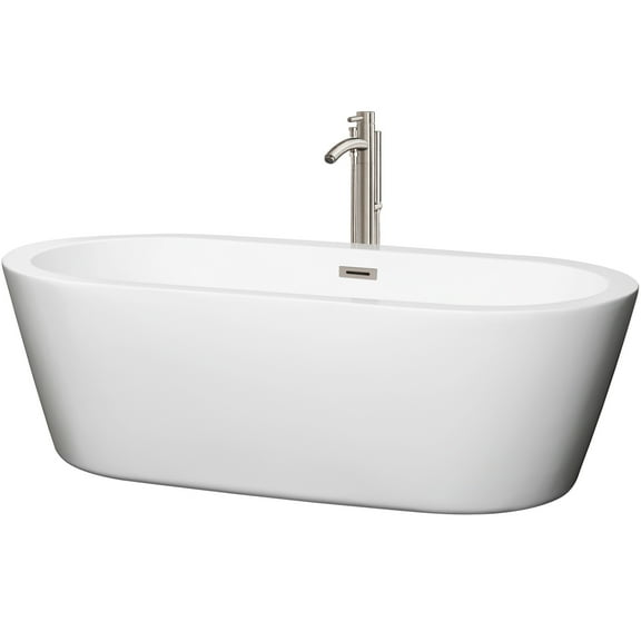 Wyndham Collection  Mermaid 71-inch White Freestanding Soaking Bathtub