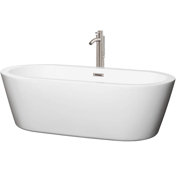 Wyndham Collection Mermaid 71-inch White Freestanding Soaking Bathtub