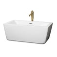 thumbnail image 1 of Laura 59 Inch Freestanding Bathtub in White with Polished Chrome Trim and Floor Mounted Faucet in Brushed Gold, 1 of 4