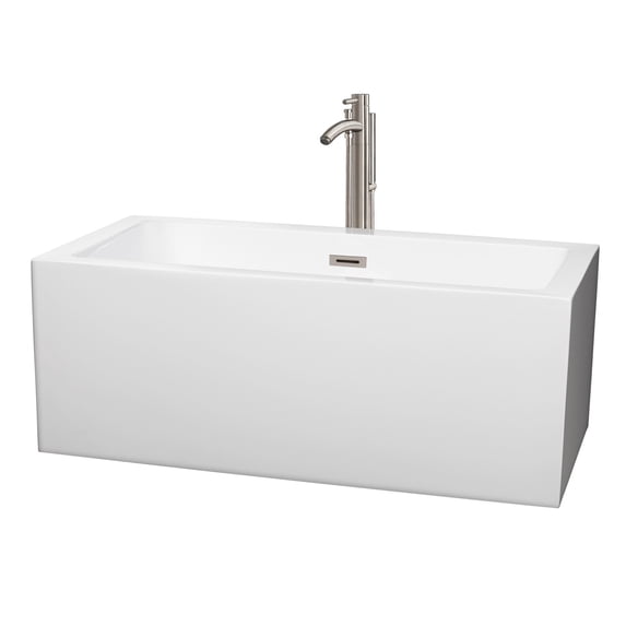 Wyndham Collection Melody 60-inch White Freestanding Soaking Bathtub