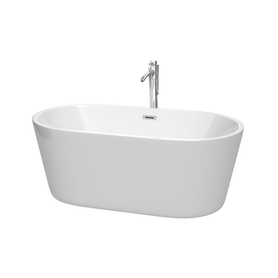 Wyndham Collection Carissa 60-inch White Freestanding Soaking Bathtub