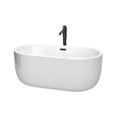 thumbnail image 1 of Juliette 60 Inch Freestanding Bathtub in White with Floor Mounted Faucet, Drain and Overflow Trim in Matte Black, 1 of 7