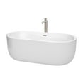 thumbnail image 1 of Juliette 67 Inch Freestanding Bathtub in White with Floor Mounted Faucet, Drain and Overflow Trim in Brushed Nickel, 1 of 7