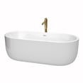 thumbnail image 1 of Juliette 71 Inch Freestanding Bathtub in White with Shiny White Trim and Floor Mounted Faucet in Brushed Gold, 1 of 9
