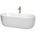 thumbnail image 1 of Juliette 71 Inch Freestanding Bathtub in White with Shiny White Trim and Floor Mounted Faucet in Brushed Gold, 1 of 3