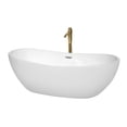 thumbnail image 1 of Rebecca 70 Inch Freestanding Bathtub in White with Polished Chrome Trim and Floor Mounted Faucet in Brushed Gold, 1 of 5