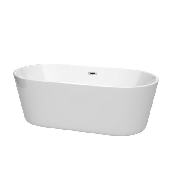 Carissa CD WCOBT101567 67 in. Freestanding Bathtub in White with Polished Chrome Drain & Overflow Trim