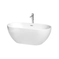 thumbnail image 1 of Brooklyn 60 Inch Freestanding Bathtub in White with Floor Mounted Faucet, Drain and Overflow Trim in Polished Chrome, 1 of 5