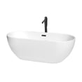 thumbnail image 1 of Brooklyn 67 Inch Freestanding Bathtub in White with Floor Mounted Faucet, Drain and Overflow Trim in Matte Black, 1 of 5