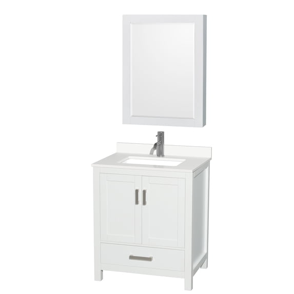 Wyndham Collection WCS141430SWHWQUNSMED Sheffield 30" Free Standing Single Basin Vanity