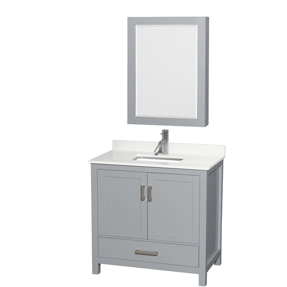 Wyndham Collection Wcs141436s-Qtz-Unsmed Sheffield 36" Free Standing Single Basin Vanity