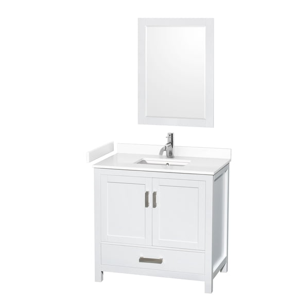 Wyndham Collection WCS141436SWHWCUNSM24 Sheffield 36" Free Standing Single Basin Vanity