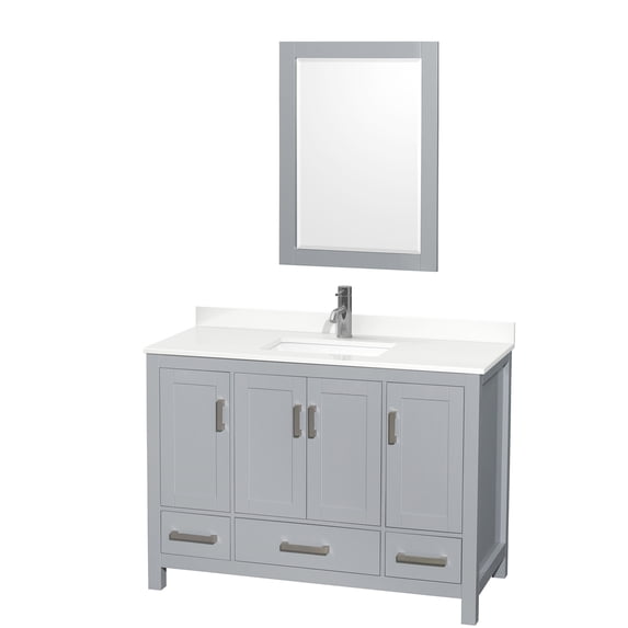 Wyndham Collection WCS141448SGYWQUNSM24 Sheffield 48" Free Standing Single Basin Vanity