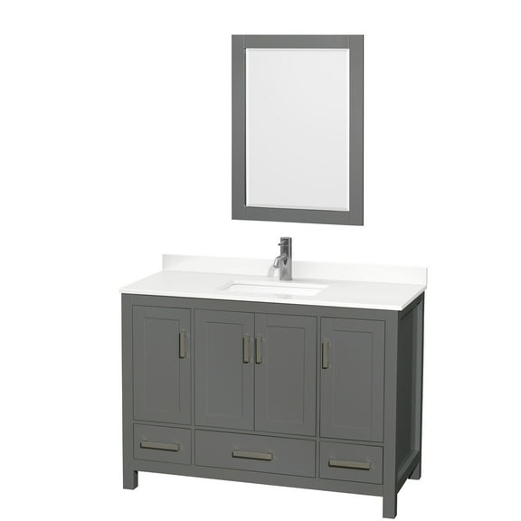Wyndham Collection Wcs141448s-Qtz-Unsm24 Sheffield 48" Free Standing Single Basin Vanity