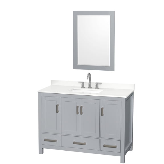 Wyndham Collection WCS141448SGYWQUS3M24 Sheffield 48" Free Standing Single Basin Vanity