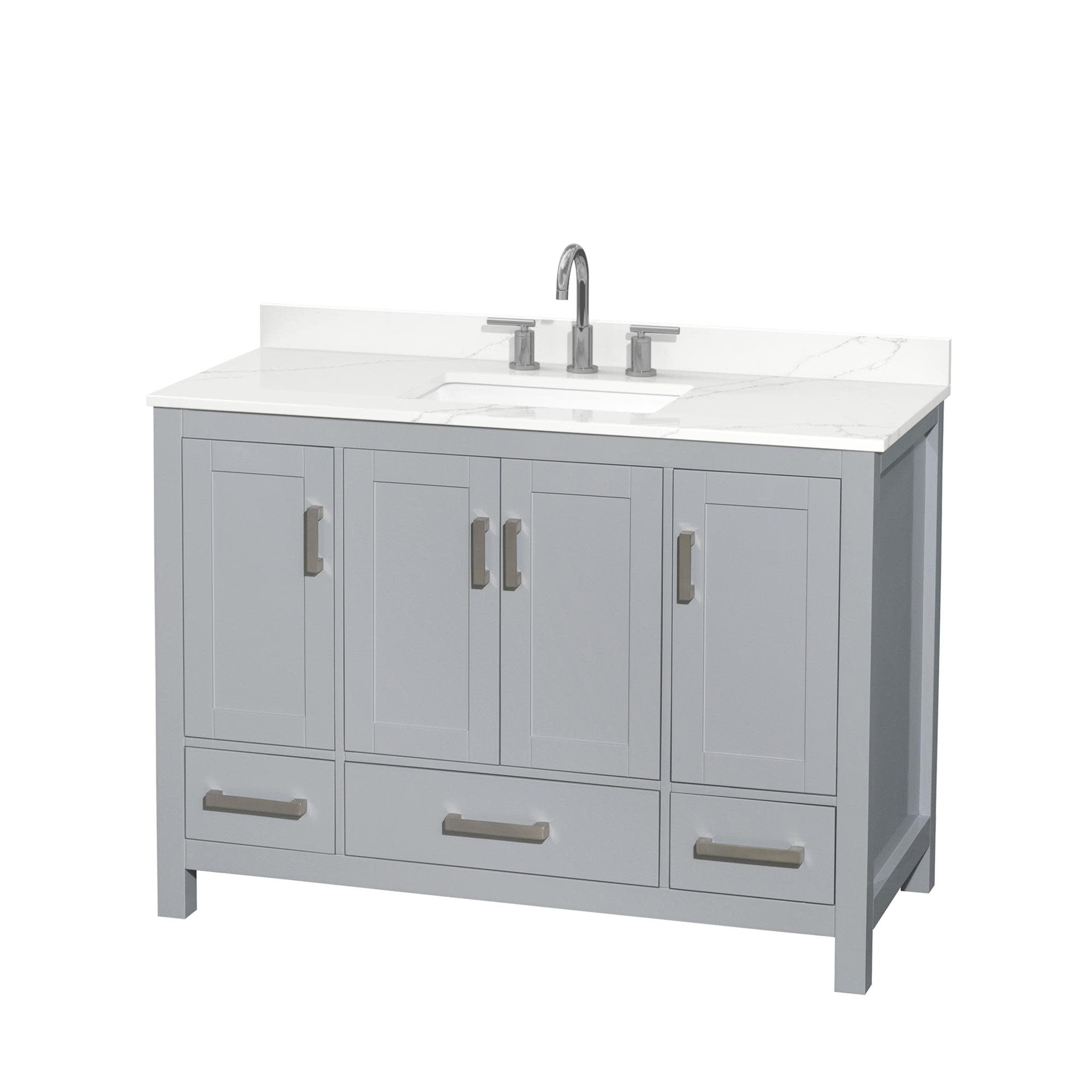 Sheffield 48" Gray Freestanding Bathroom Vanity with Quartz Top