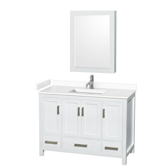 Wyndham Collection WCS141448SWHWCUNSMED Sheffield 48" Free Standing Single Basin Vanity