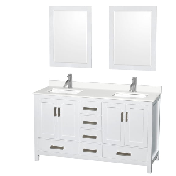 Wyndham Collection Wcs141460d-Qtz-Unsm24 Sheffield 60" Free Standing Double Basin Vanity