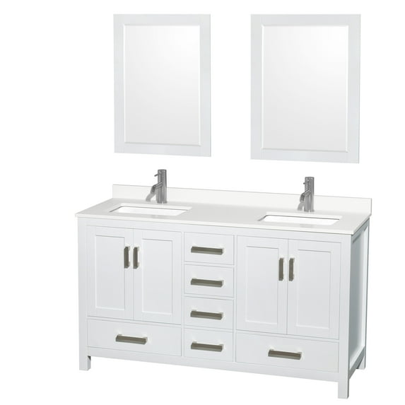 Wyndham Collection WCS141460DWHWQUNSM24 Sheffield 60" Free Standing Double Basin Vanity