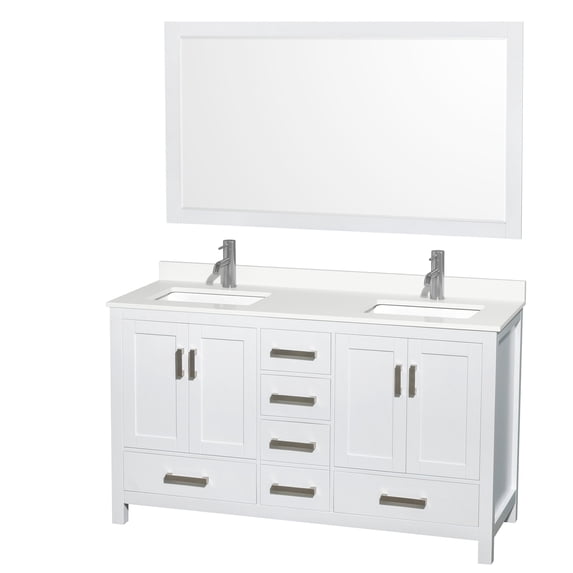Wyndham Collection WCS141460DWHWQUNSM58 Sheffield 60" Free Standing Double Basin Vanity