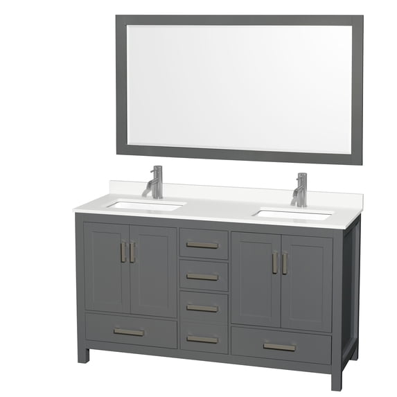 Wyndham Collection WCS141460DKGWQUNSM58 Sheffield 60" Free Standing Double Basin Vanity