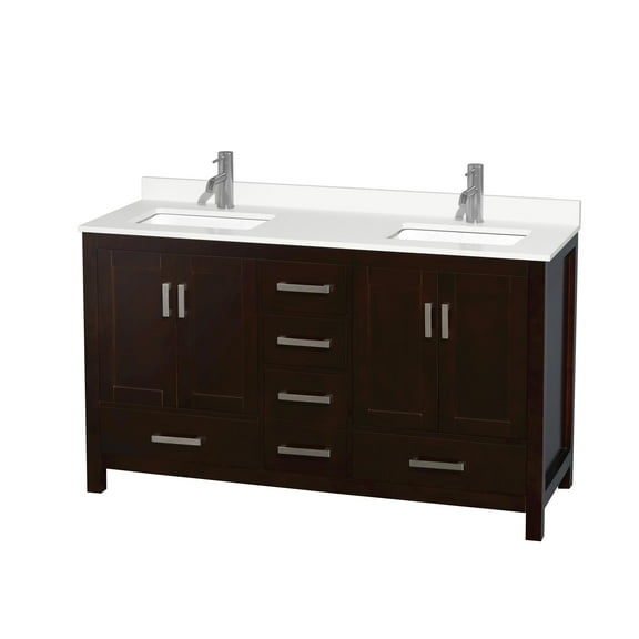 Wyndham Collection Wcs141460d-Qtz-Unsmxx Sheffield 60" Free Standing Double Basin Vanity