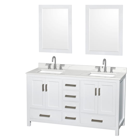 Wyndham Collection WCS141460DWHGTUS3M24 Sheffield 60" Free Standing Double Basin Vanity