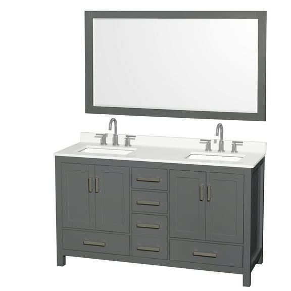 Wyndham Collection Wcs141460d-Qtz-Us3m58 Sheffield 60" Free Standing Double Basin Vanity