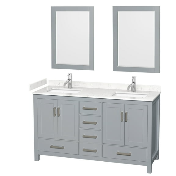 Wyndham Collection Wcs141460d-Vca-M24 Sheffield 60" Free Standing Double Basin Vanity Set