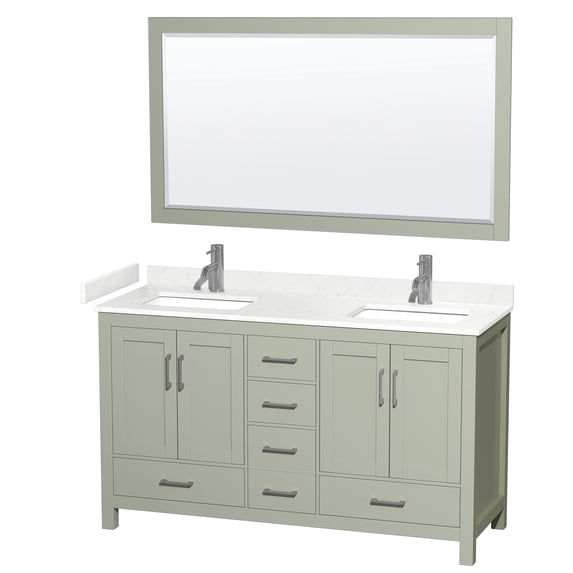 Wyndham Collection WCS141460DLGC2UNSM58 Sheffield 60" Free Standing Double Basin Vanity