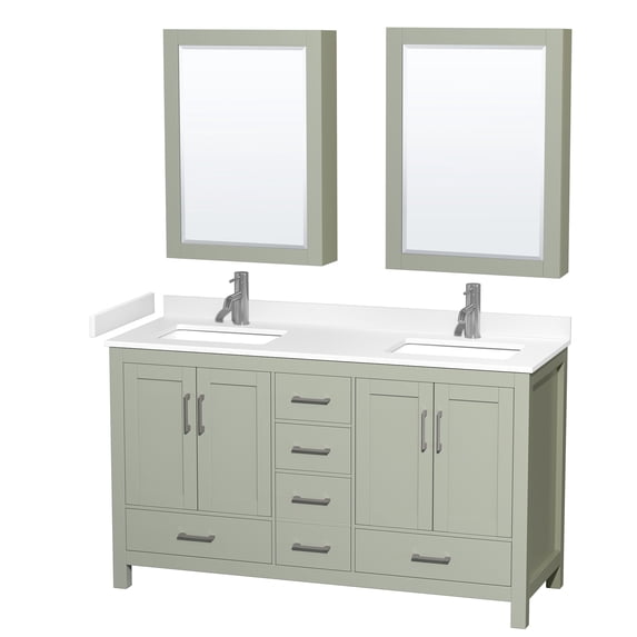 Wyndham Collection WCS141460DLGWCUNSMED Sheffield 60" Free Standing Double Basin Vanity