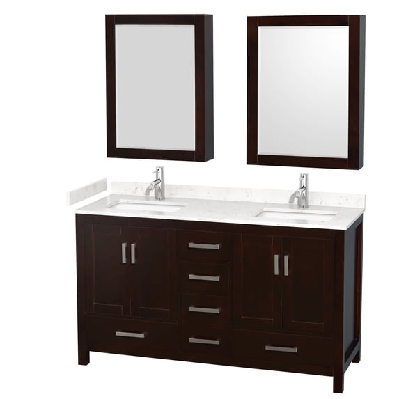 Wyndham Collection WCS141460DESC2UNSMED Sheffield 60" Free Standing Double Basin Vanity