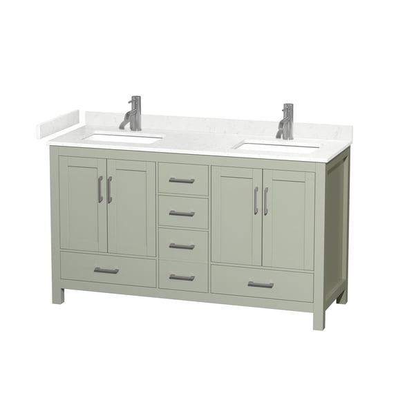 Wyndham Collection WCS141460DLGC2UNSMXX Sheffield 60" Free Standing Double Basin Vanity