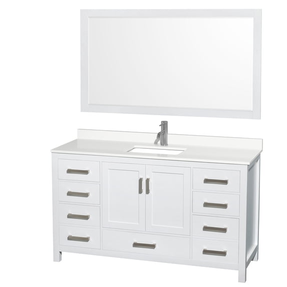 Wyndham Collection WCS141460SWHWQUNSM58 Sheffield 60" Free Standing Single Basin Vanity